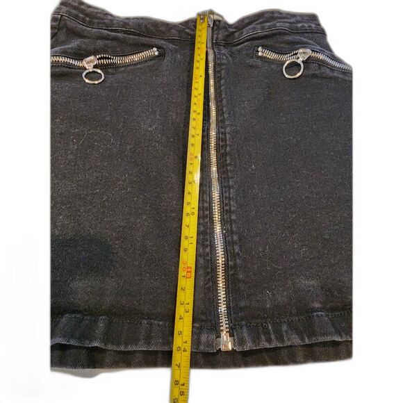 ZARA Mini Skirt zippered jeans women size Small Steampunk New Preppy Grunge - Picture 5 of 8